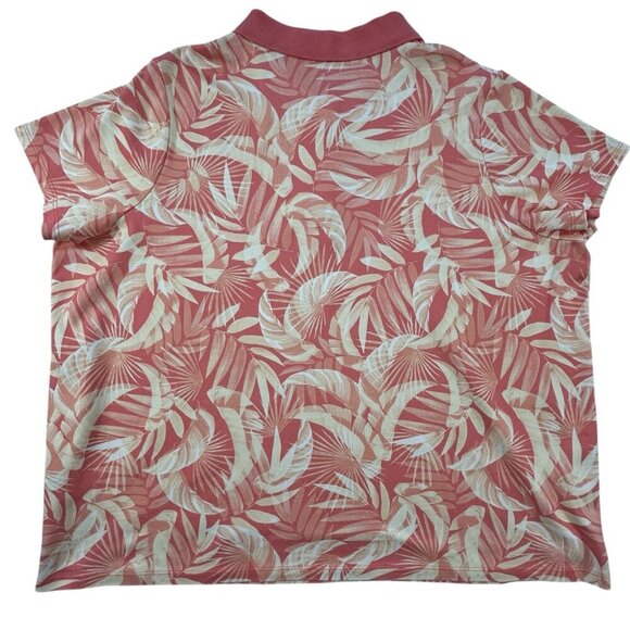 Lands’ End Coral Tropical Botanical Polo Top Womens Sz 3X Casual‎ Summer - Picture 2 of 8